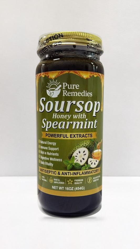 Soursop Honey with Spearmint 16 oz, front label