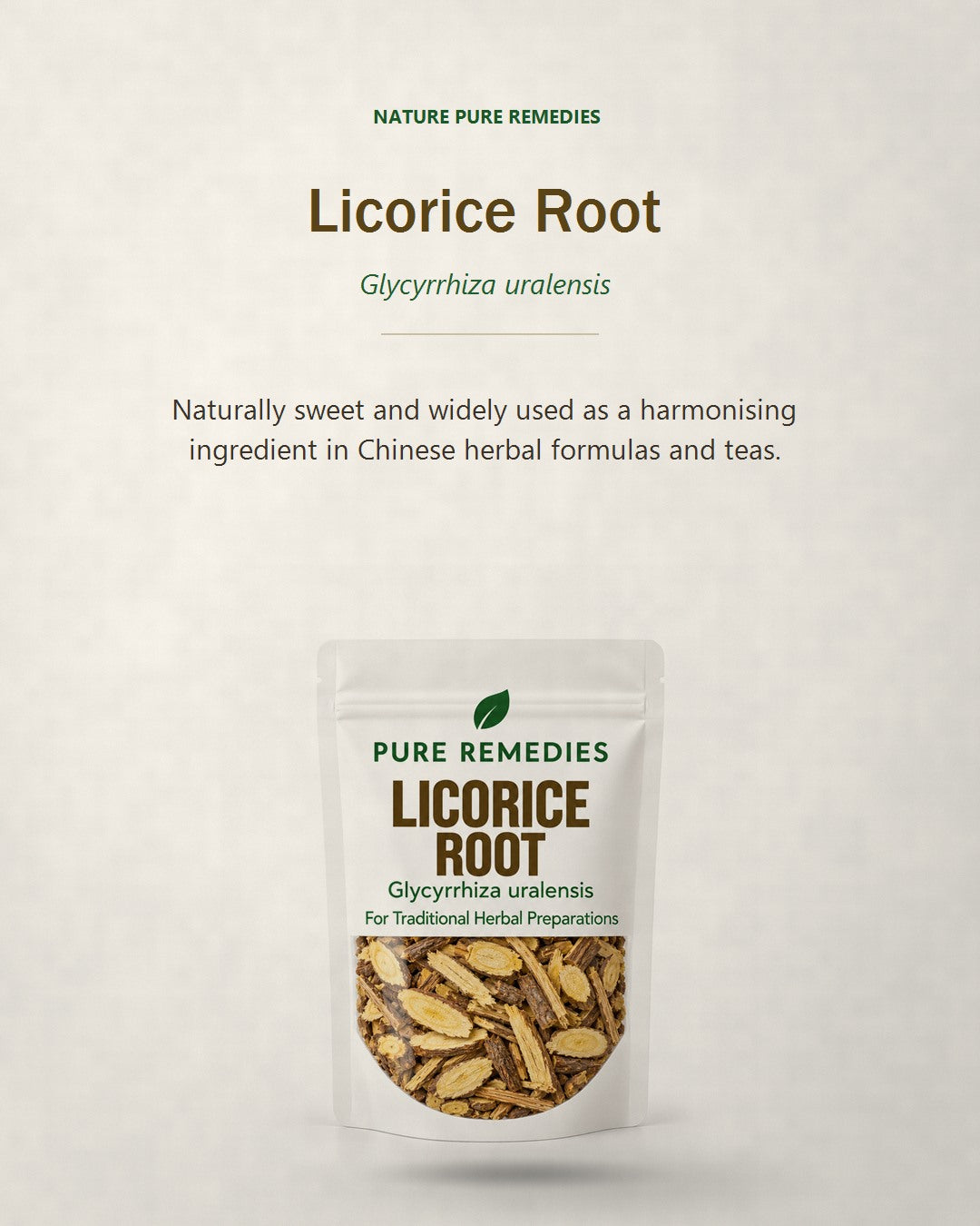 Licorice Root (Glycyrrhiza uralensis) - dried herb pouch from Nature Pure Remedies
