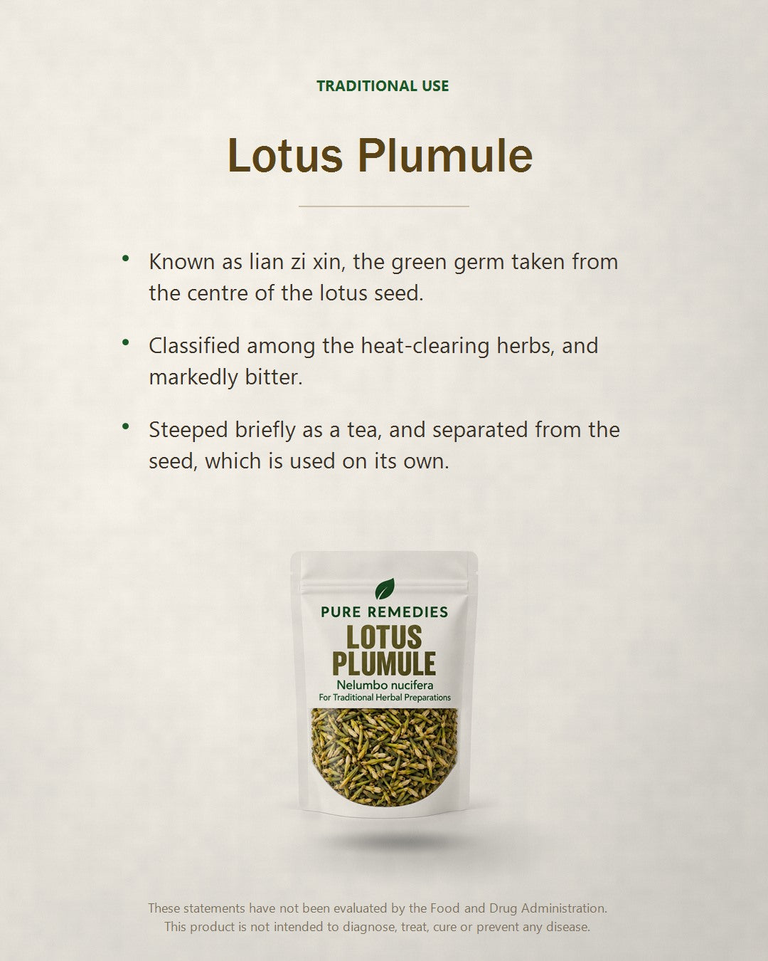 Traditional use of Lotus Plumule in Chinese herbal practice