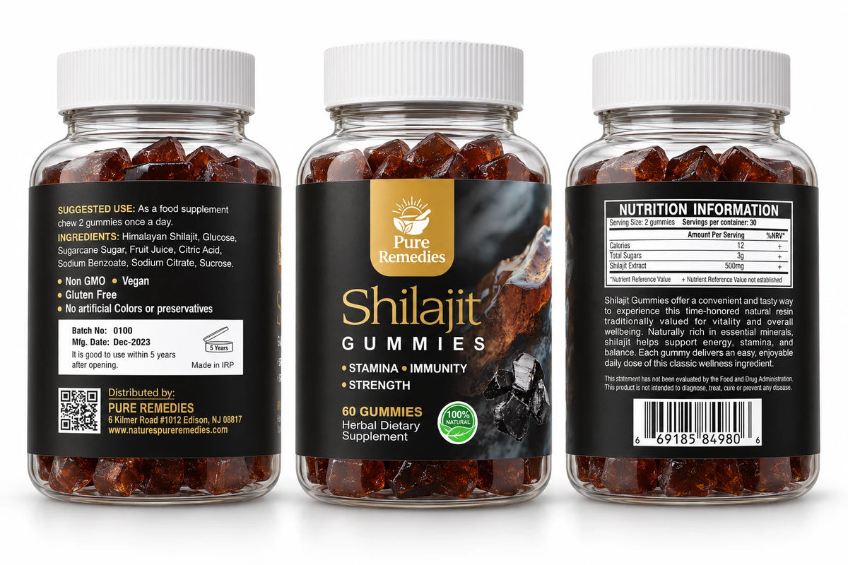 Shilajit Gummies - ingredients, nutrition information and suggested use