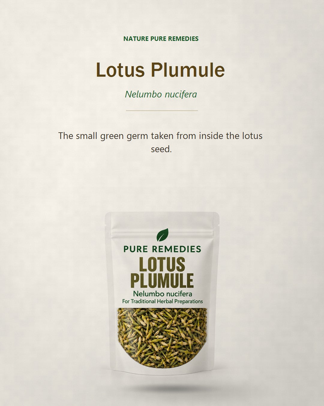 Lotus Plumule (Nelumbo nucifera) - dried herb pouch from Nature Pure Remedies
