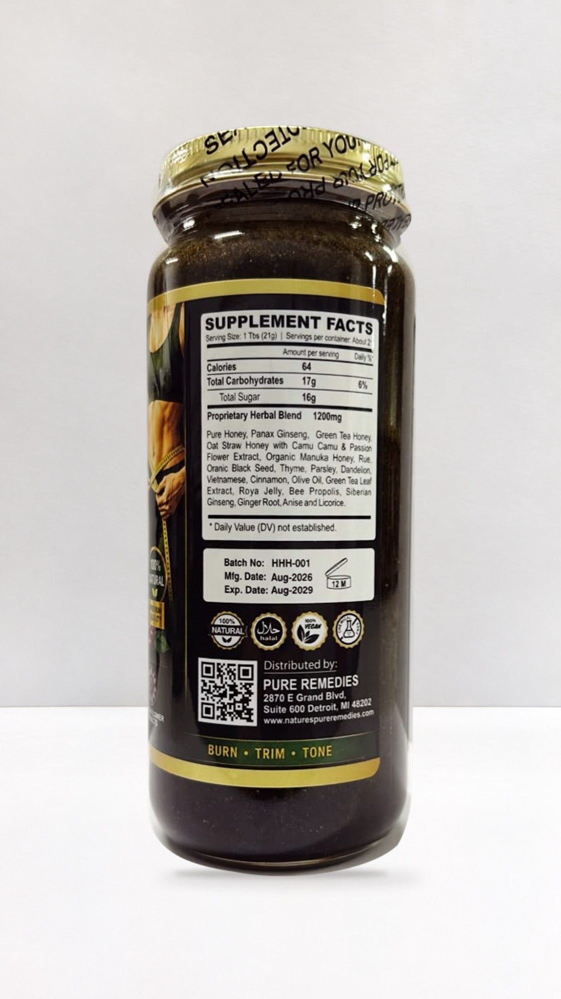 Slim Fit Honey supplement facts panel